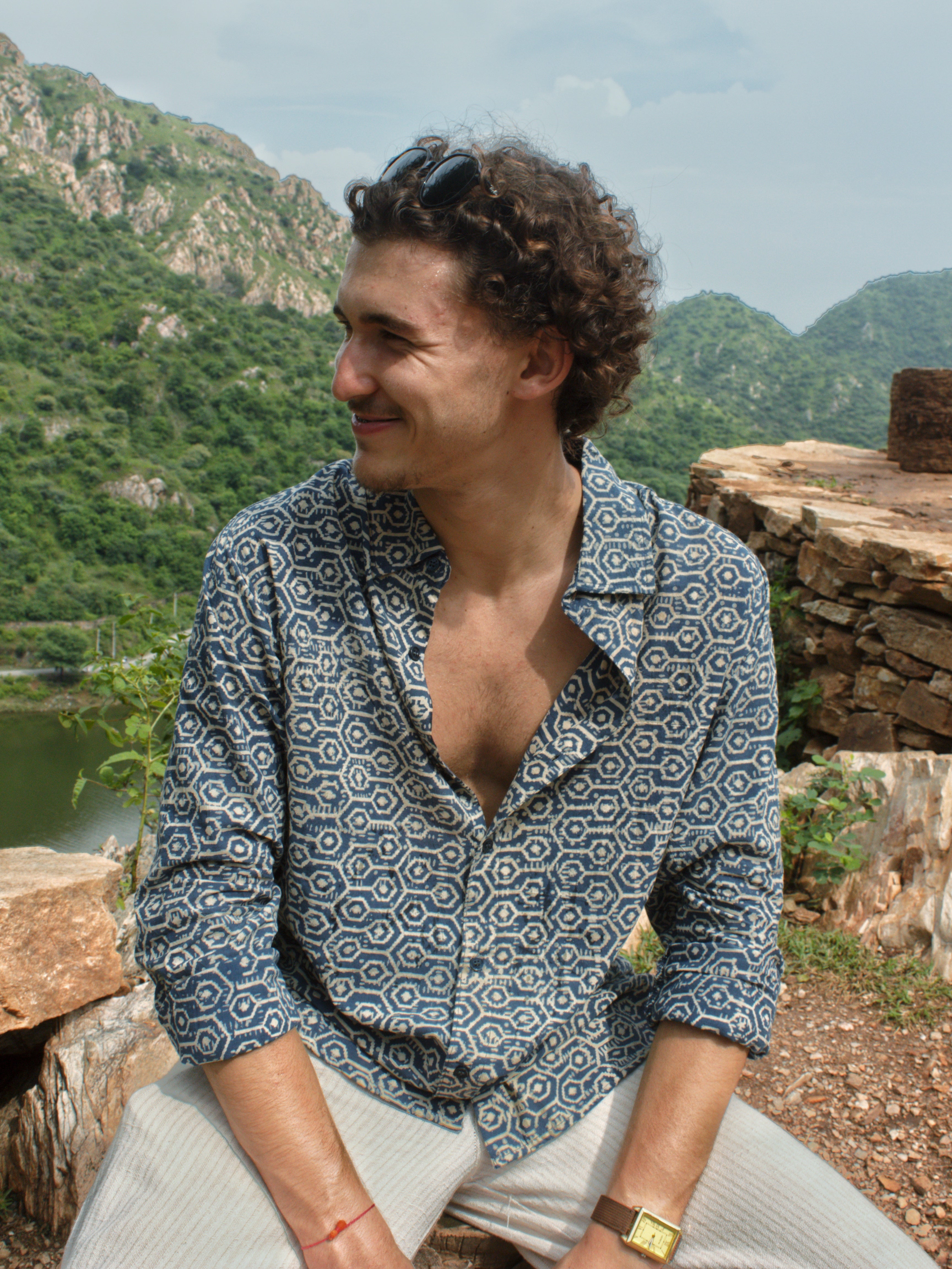 Indigo Hive Block Printed Shirt