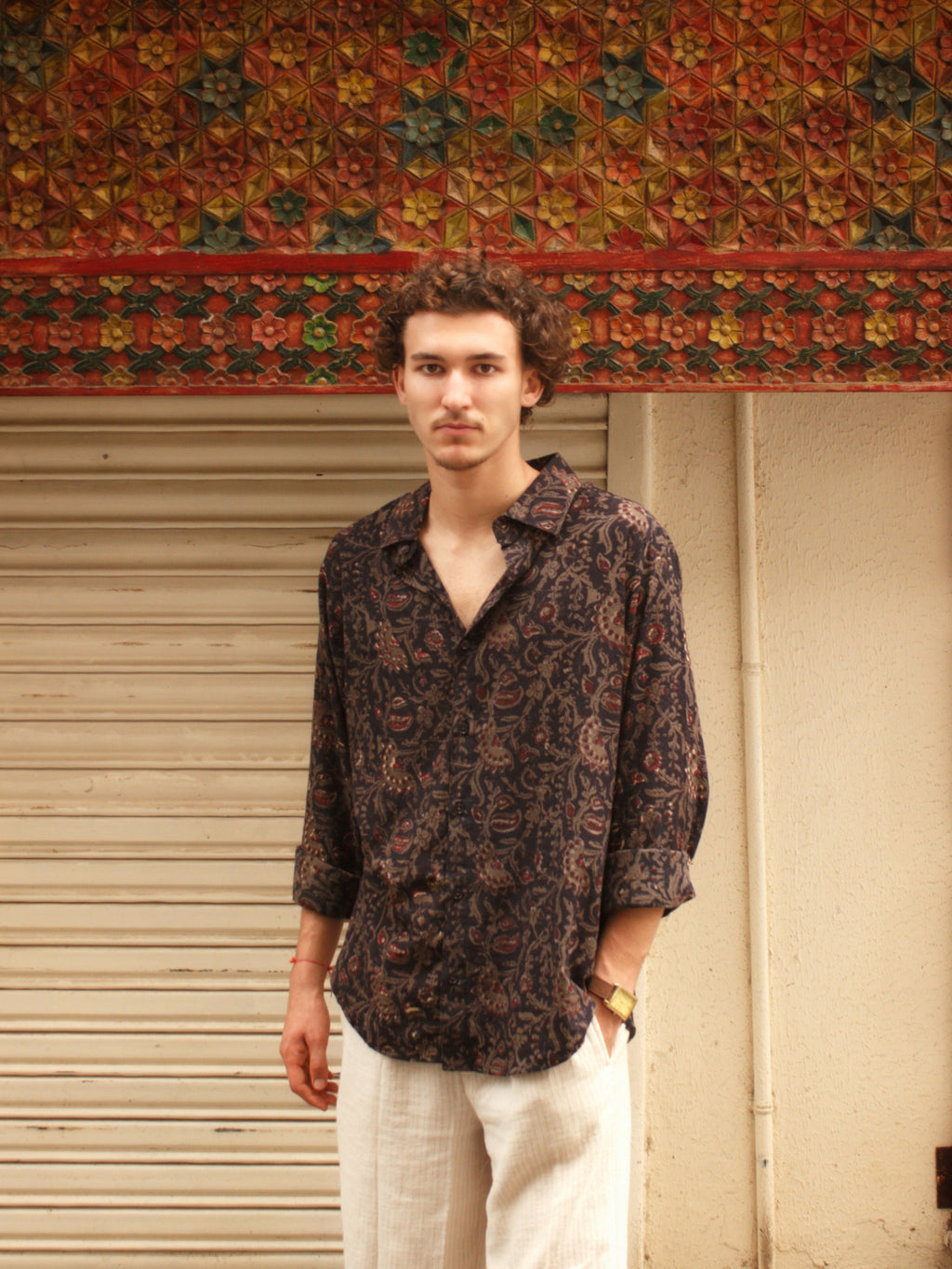 Earthen Bloom Block Printed Shirt