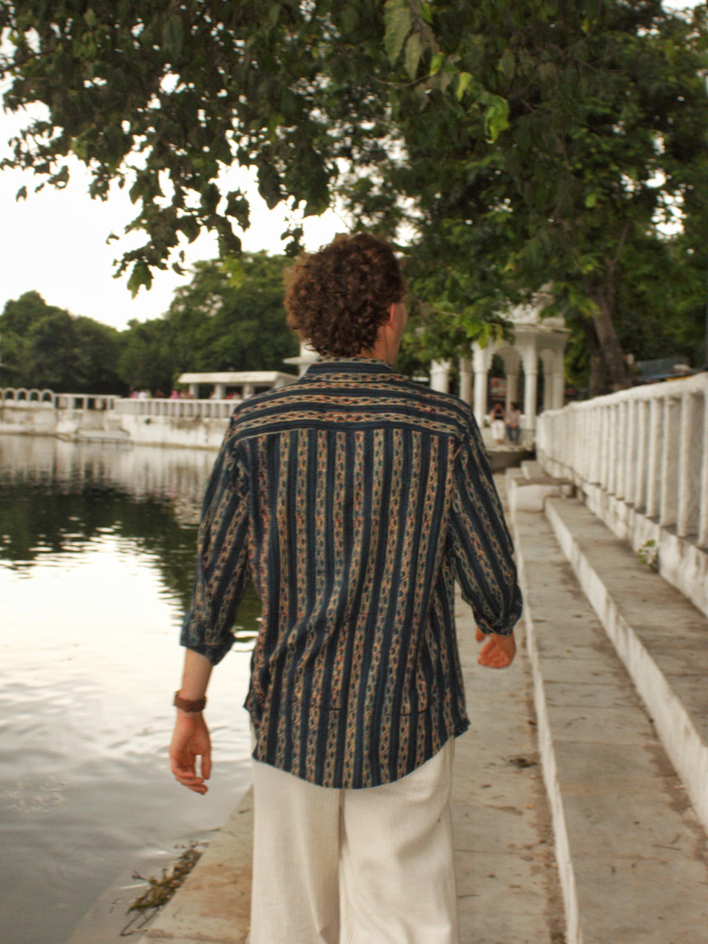 Verdant Stripes Block Printed Shirt