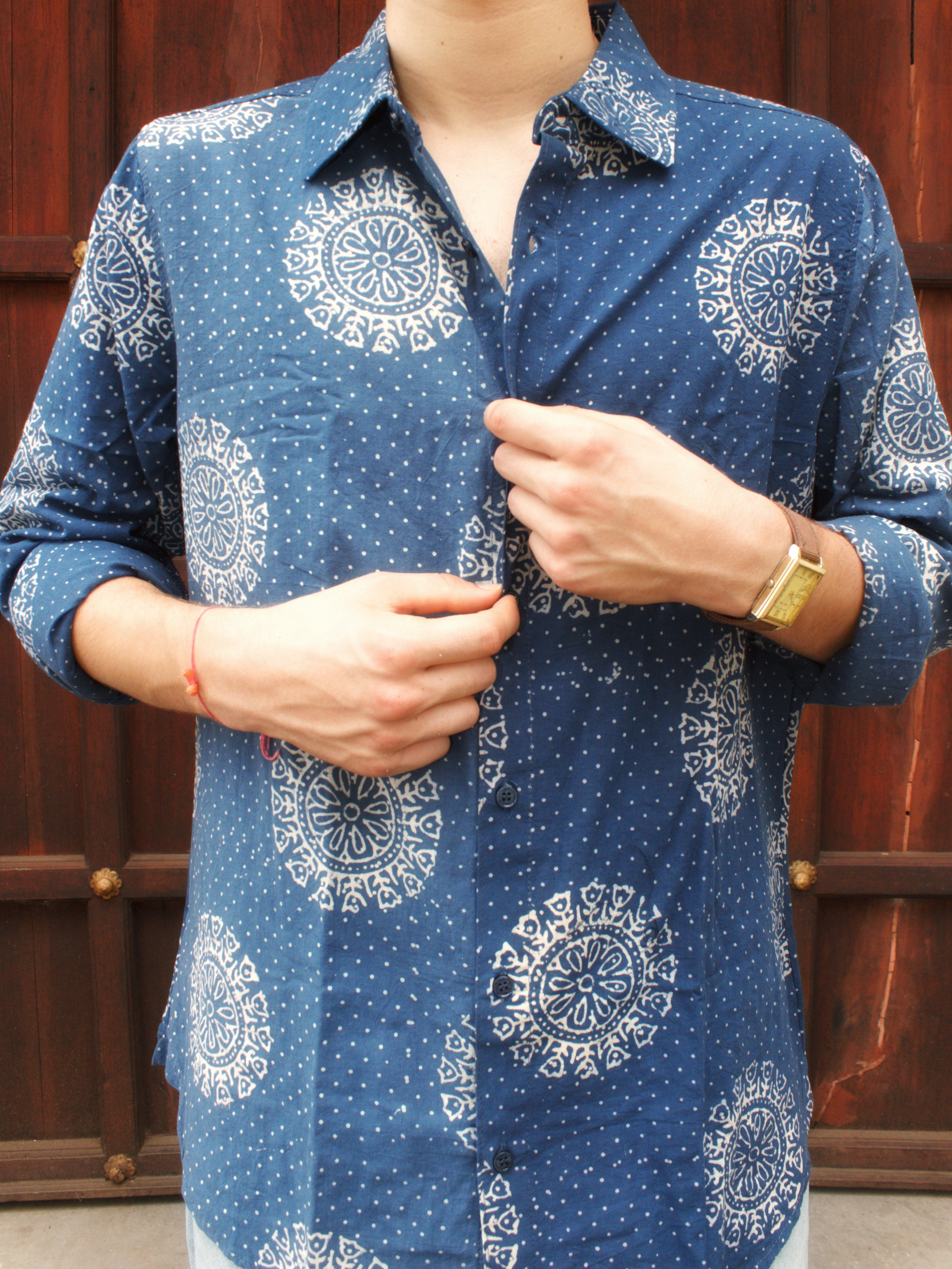 Indigo Flowers Block Printed Shirt
