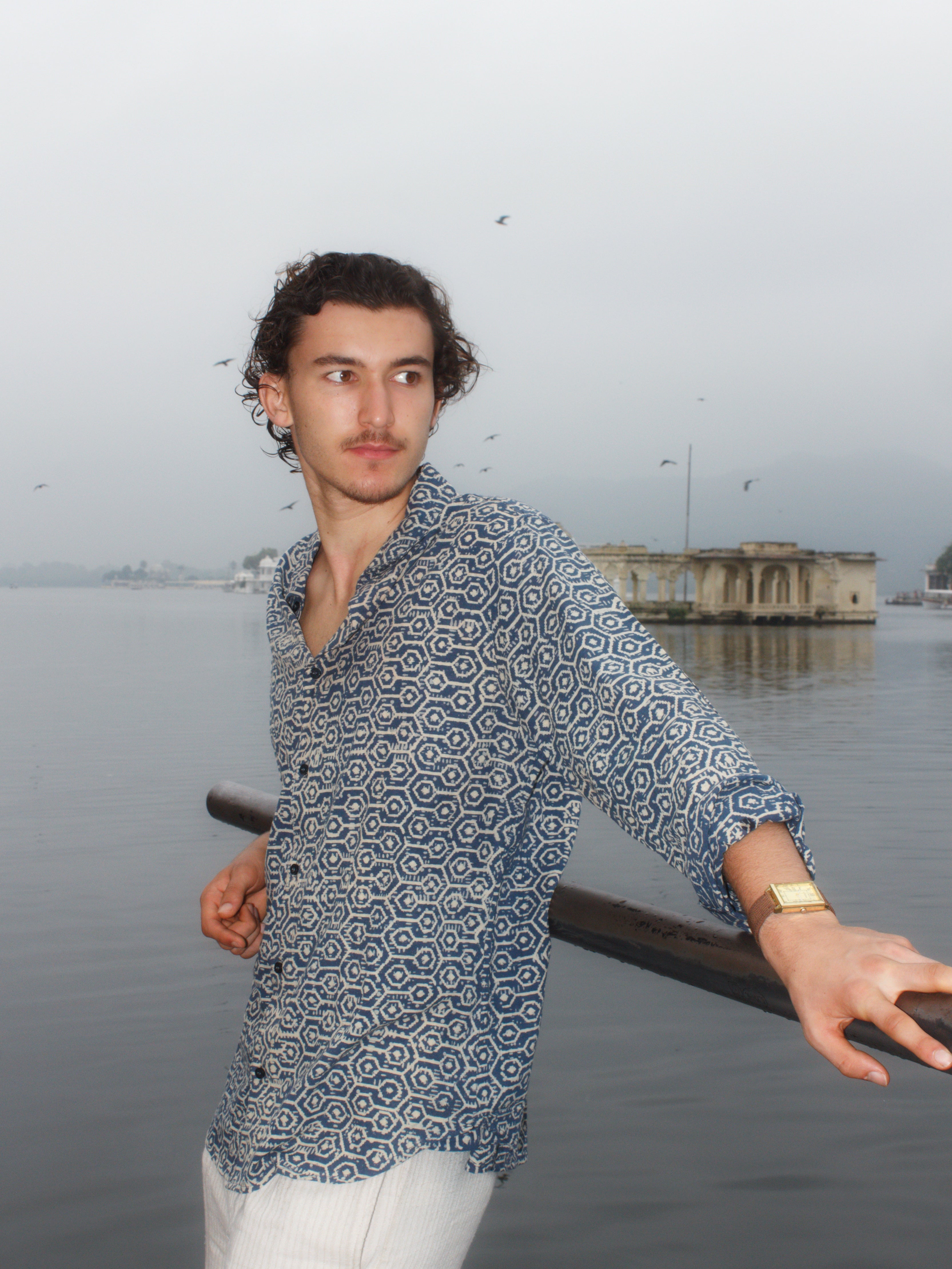 Indigo Hive Block Printed Shirt