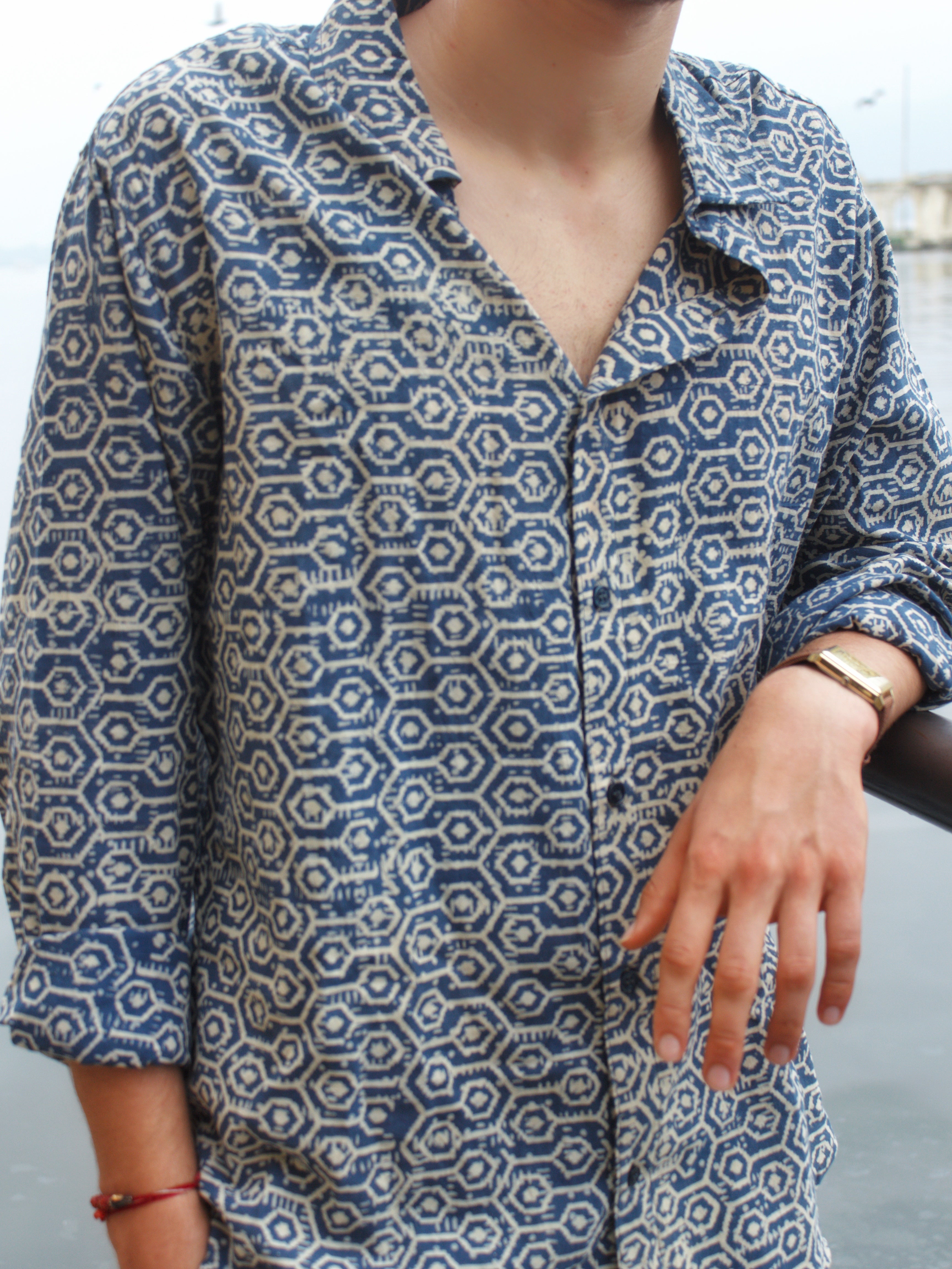 Indigo Hive Block Printed Shirt